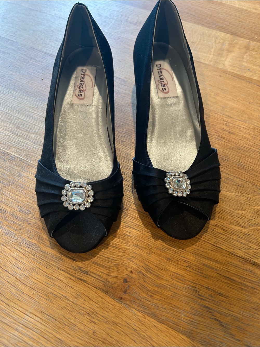 Deer Stags Black Crystal-Embellished Peep Toe Heels